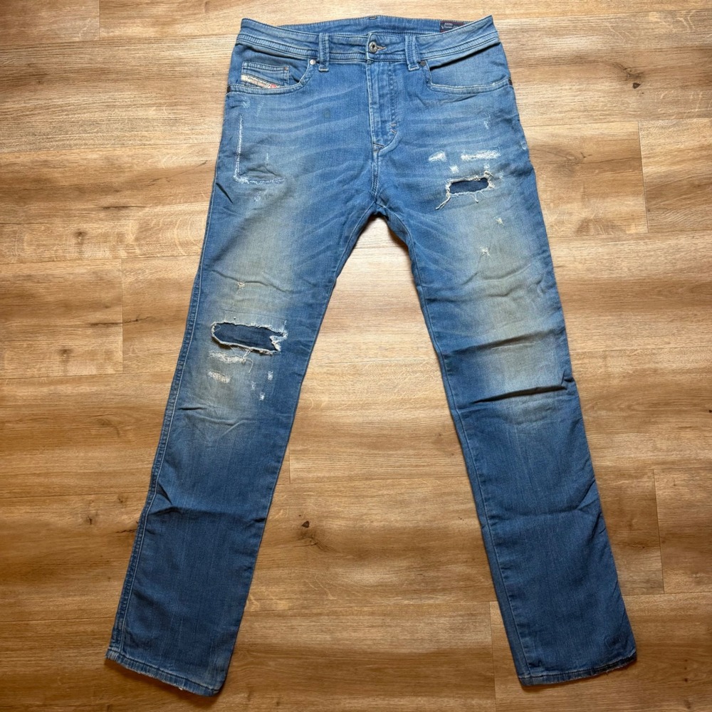 Diesel Thavar JoggJeans Mens 30x32 Blue Distressed Slim Skinny Denim Sweatpants